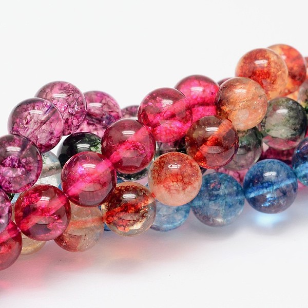 

PandaHall Dyed Round Natural Crackle Quartz Beads Strands, Mixed Color, 8mm, Hole: 1mm, about 24pcs/strand, 7.5 inch Crackle Quartz Round..., Multicolor