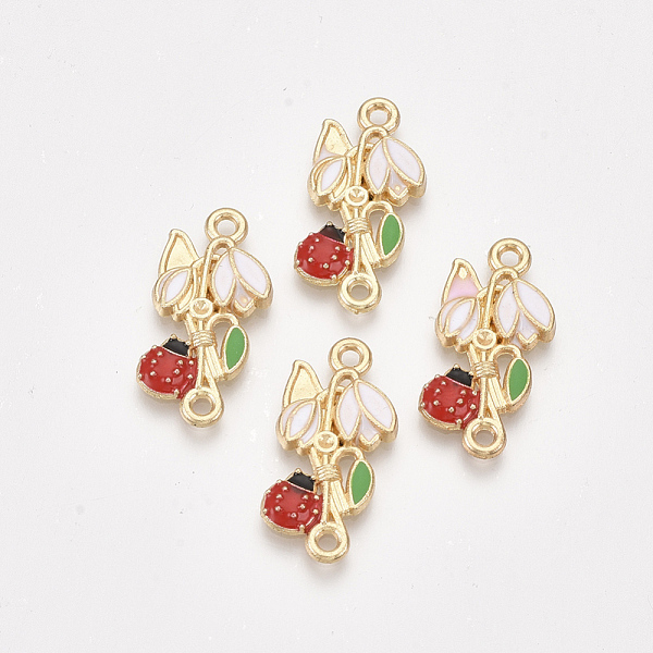 

PandaHall Alloy Connector Rhinestone Settings, with Enamel, Flower with Ladybird, Golden, Colorful, Fit for 1mm Rhinestone, 24x11x2mm, Hole...