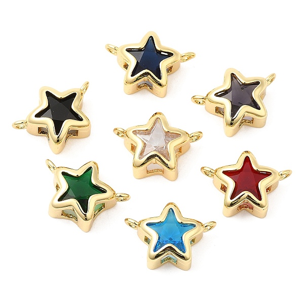 

PandaHall Rack Plating Brass Connector Charms, Star Links with Glass, Long-Lasting Plated, Real 18K Gold Plated, Lead Free & Cadmium Free..., Multicolor