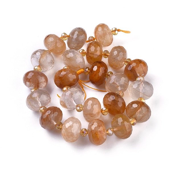 

PandaHall Natural Yellow Hematoid Quartz Beads Strands, Ferruginous Quartz, Faceted, Rondelle, 17.5~18x12.5~13mm, Hole: 1mm, about...