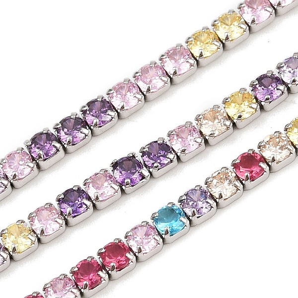 925 Sterling Silver Colorful Cubic Zirconia Chains