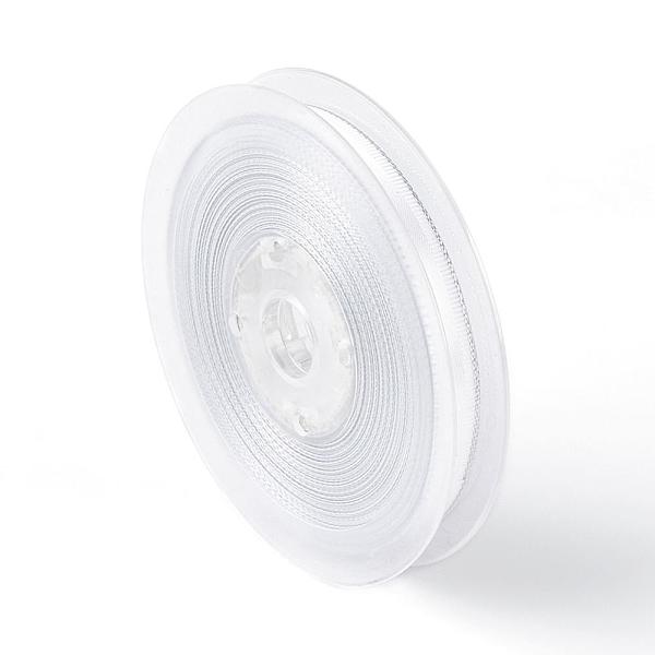 

PandaHall Polyester Grosgrain Ribbon, Silver Wired Edge Ribbon, White, 3/8 inch(9mm), about 100yards/roll(91.44m/roll) Polyester None White