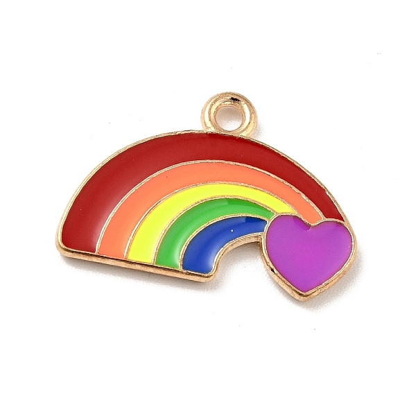 

PandaHall Rainbow Color Alloy Enamel Pendants, Rainbow with Heart Charms, Light Gold, Colorful, 14.5x21x1.5mm, Hole: 1.8mm Alloy+Enamel...