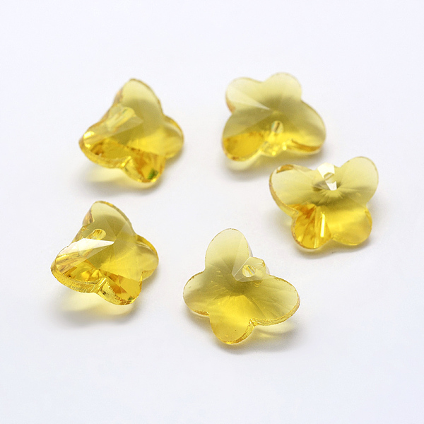 

PandaHall Transparent Glass Pendants, Faceted, Butterfly Charms, Gold, 12x15x8mm, Hole: 1.5mm Glass Butterfly Gold