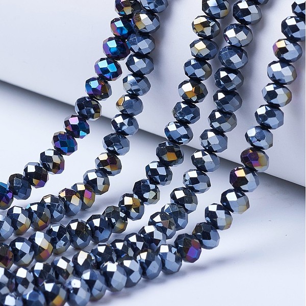 

PandaHall Electroplate Glass Beads Strands, Opaque Solid Color, AB Color Plated, Faceted, Rondelle, Black, 8x6mm, Hole: 1mm, about...