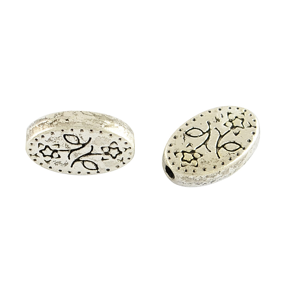 

PandaHall Oval Alloy Beads, Tibetan Style, Cadmium Free & Nickel Free & Lead Free, Antique Silver, 12x8x3mm, Hole: 1.5mm Alloy Oval