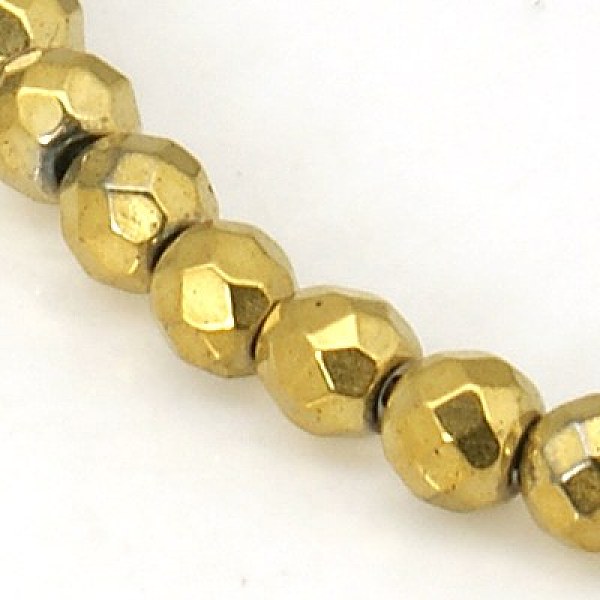 

PandaHall Non-magnetic Synthetic Hematite Beads Strands, Faceted, Round, Golden Plated, 4mm, Hole: 1mm Non-magnetic Hematite Round