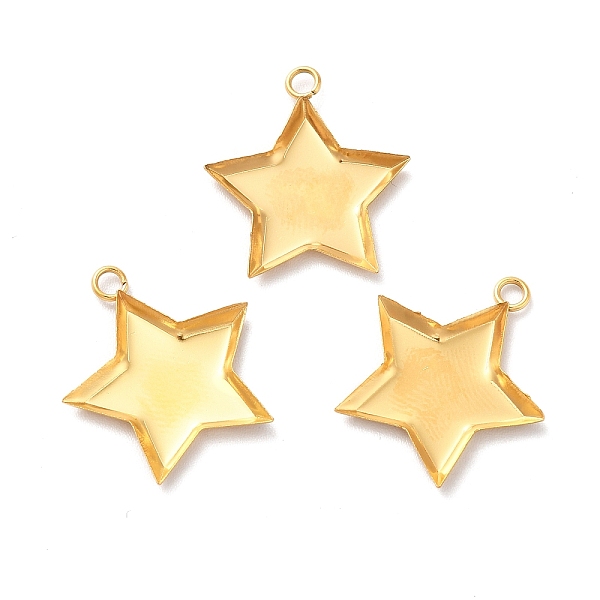 

PandaHall Ion Plating(IP) 304 Stainless Steel Pendant Cabochon Settings, Plain Edge Bezel Cups, Star, Golden, Tray: 13x12mm, 18.5x17x1.6mm...