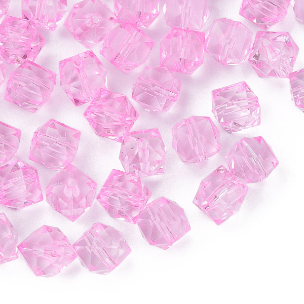 

PandaHall Transparent Acrylic Beads, Faceted, Cube, Pearl Pink, 10x11x11mm, Hole: 2mm, about 670pcs/500g Acrylic Cube