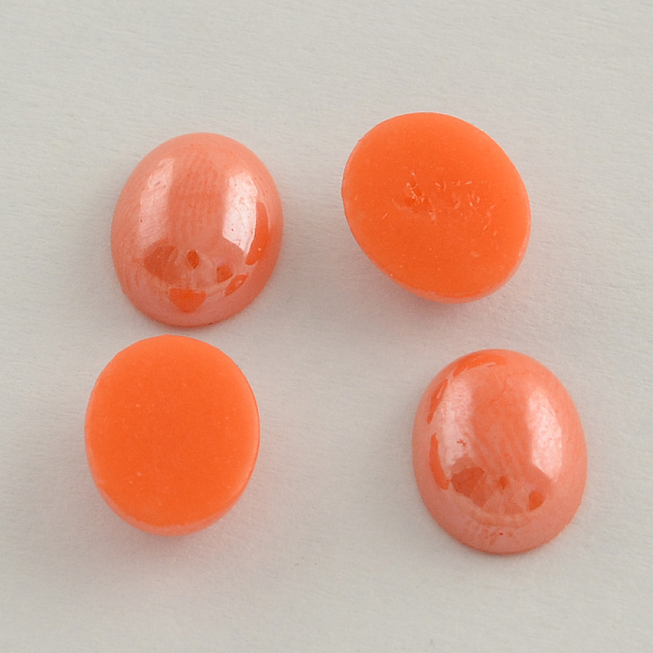 

PandaHall Pearlized Plated Opaque Glass Cabochons, Oval, Orange Red, 6x4x2mm Glass Oval Red
