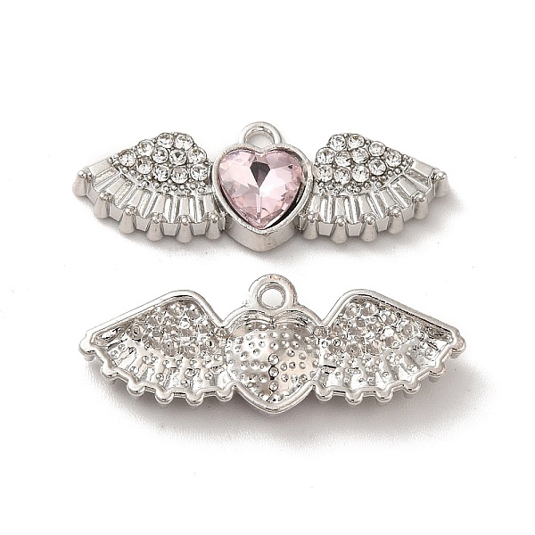 

PandaHall Rack Plating Alloy Rhinestone Charms, with Glass, Nickel Free, Heart with Wings, Platinum, Pink, 10.5x27.5x5mm, Hole: 1.6mm...