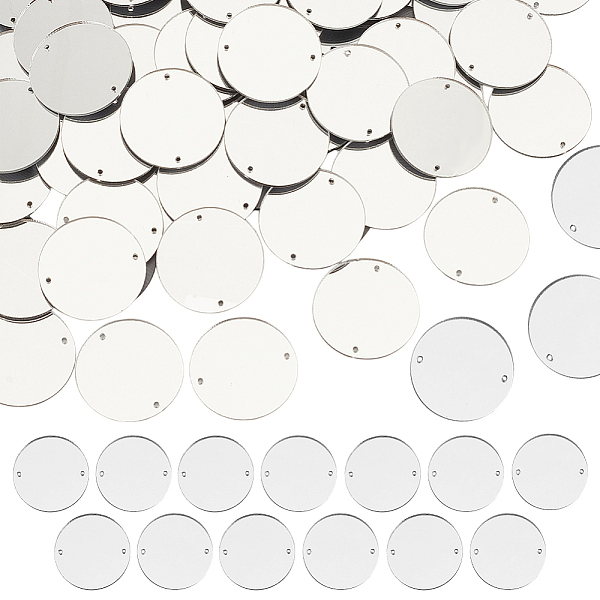 100Pcs Flat Round Acrylic Mirror Sew on Rhinestone