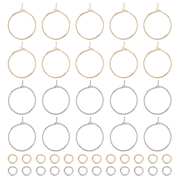 

PandaHall Unicraftale 120Pcs 2 Color 316 Surgical Stainless Steel Hoop Earring Findings, Wine Glass Charms Rings, with 240Pcs 304 Stainless...