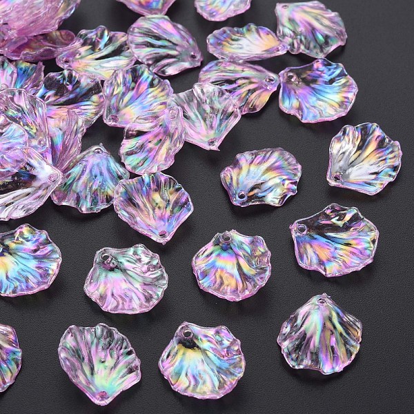 

PandaHall Transparent Acrylic Pendants, AB Color Plated, Leaf, Plum, 19.5x17x4.5mm, Hole: 1.4mm, about 1720pcs/500g Acrylic Leaf Purple