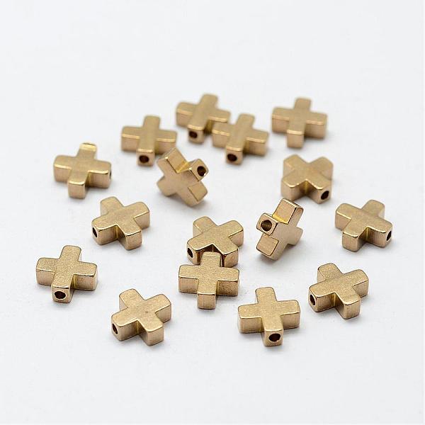 

PandaHall Brass Beads, Nickel Free, Cross, Raw(Unplated), 8x8x3mm, Hole: 1.5mm Brass Cross
