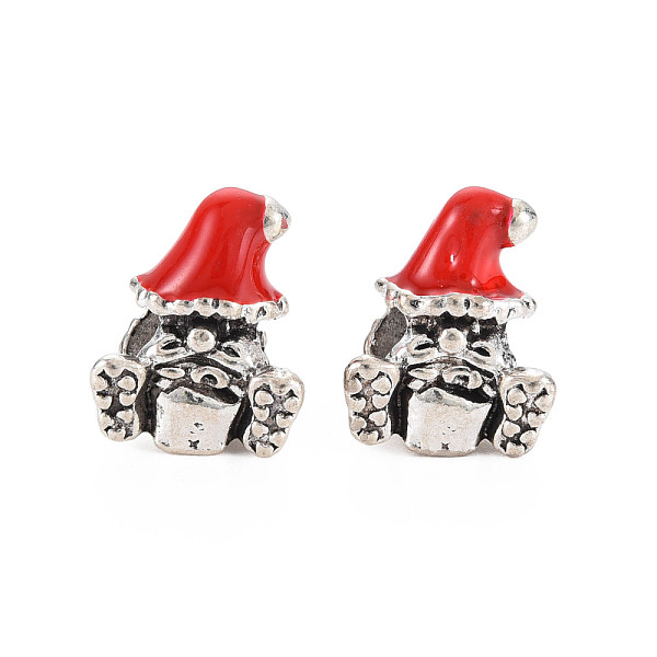 

PandaHall Rack Plating Alloy Enamel European Beads, Large Hole Beads, Cadmium Free & Nickel Free & Lead Free, Father Christmas, Antique..., Red