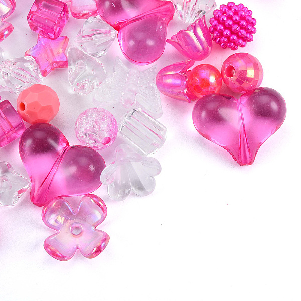 

PandaHall Opaque & Transparent Acrylic Beads, Mixed Shapes, Medium Violet Red, 7.5~33x7.5~43.5x4.5~16mm, Hole: 1.2~4mm, about 470pcs/500g...