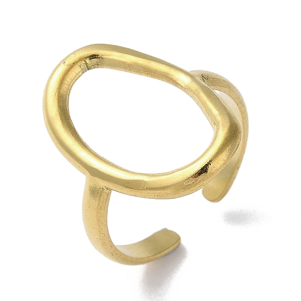 

PandaHall 304 Stainless Steel Open Cuff Ring, Hollow Oval, Real 18K Gold Plated, US Size 9 1/4(19.1mm) 304 Stainless Steel Oval