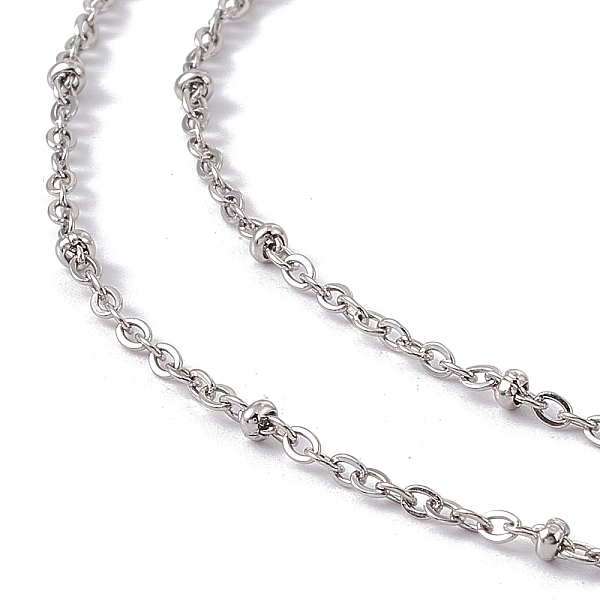 

PandaHall 201 Stainless Steel Satellite Chain Necklace for Men Women, Stainless Steel Color, 17.72 inch(45cm) 201 Stainless Steel