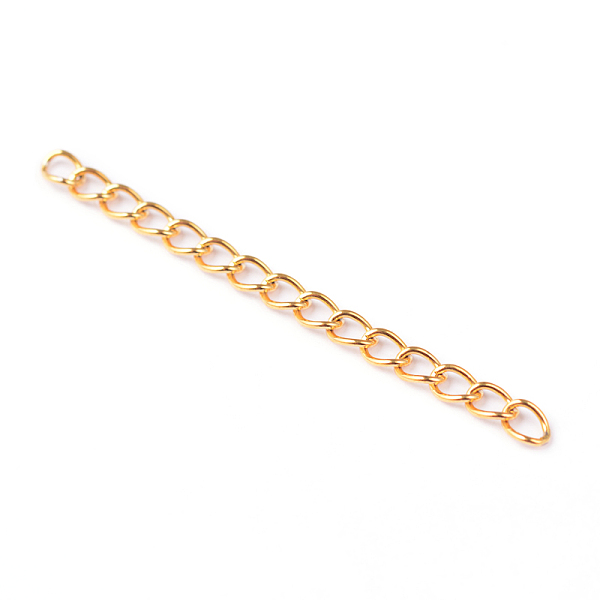 PandaHall Ion Plating(IP) 304 Stainless Steel Chain Extenders, Golden, 47~53x3mm 304 Stainless Steel