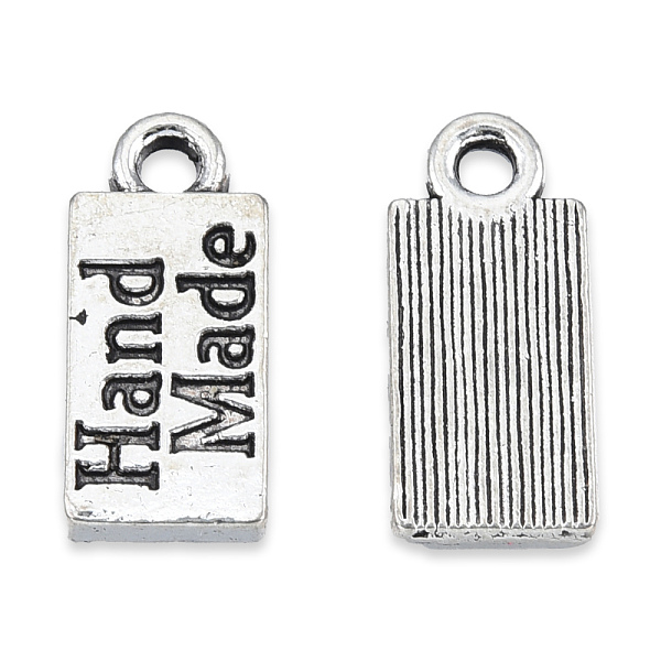 

PandaHall Tibetan Style Alloy Charms, Cadmium Free & Lead Free, Rectangle with Word Hand Made, Antique Silver, 14x6.5x1.5mm, Hole: 1.6mm...