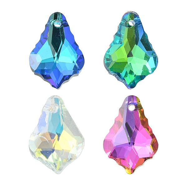 

PandaHall 4Pcs 4 Colors Electroplated Glass Pendants, Silver Plated Bottom, Faceted, Maple Leaf Charms, Mixed Color, 16x11.5x6mm, Hole..., Multicolor