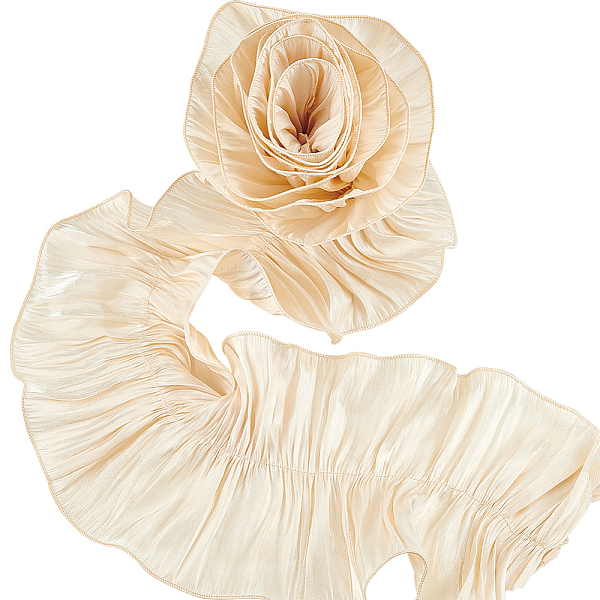 

PandaHall FINGERINSPIRE 4 Yards Ruffle Pleated Chiffon Trim 6.8inch Wide Floral White Pleated Ribbon Trim Double Ruffle Fabric Trim...