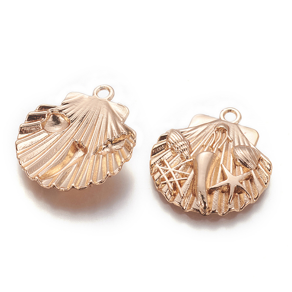 

PandaHall Alloy Pendants, Long-Lasting Plated, Scallop Shell Shape, Light Gold, 28x25.5x4.5mm, Hole: 2.5mm Alloy Shell Shape