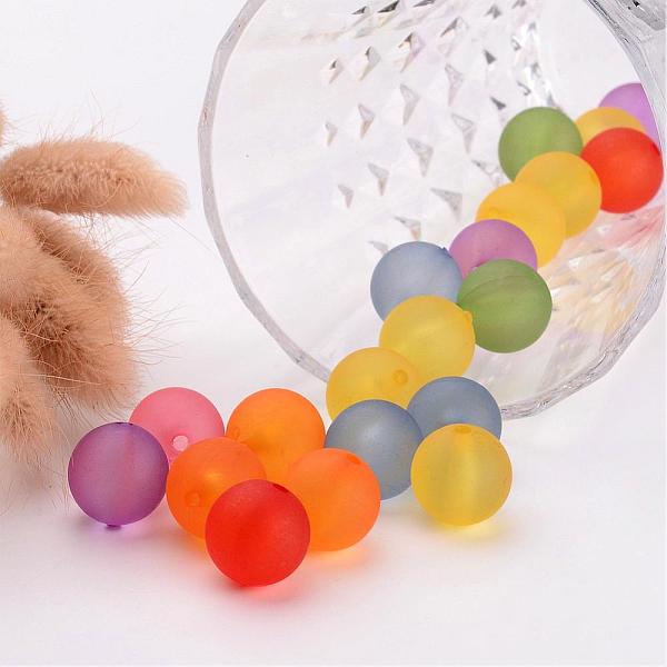 

PandaHall Transparent Acrylic Beads Mix, Round, Frosted, Assorted Colors, about 16mm in diameter, hole: 2mm, about 220pcs/500g Acrylic Round..., Multicolor