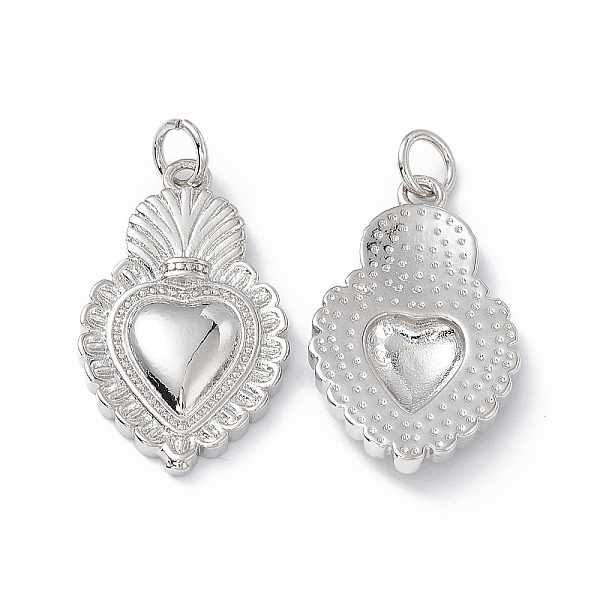 

PandaHall Rack Plating Brass Pendants, Long-Lasting Plated, Lead Free & Cadmium Free, with Jump Ring, Sacred Heart Charm, Platinum...