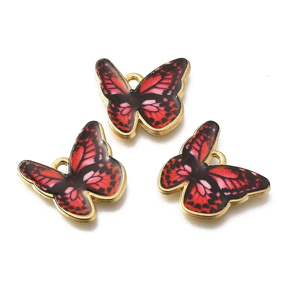 

PandaHall Alloy Enamel Pendants, Golden, Butterfly Charm, FireBrick, 17.5x18.5x1mm, Hole: 1.6mm Alloy+Enamel Butterfly Red
