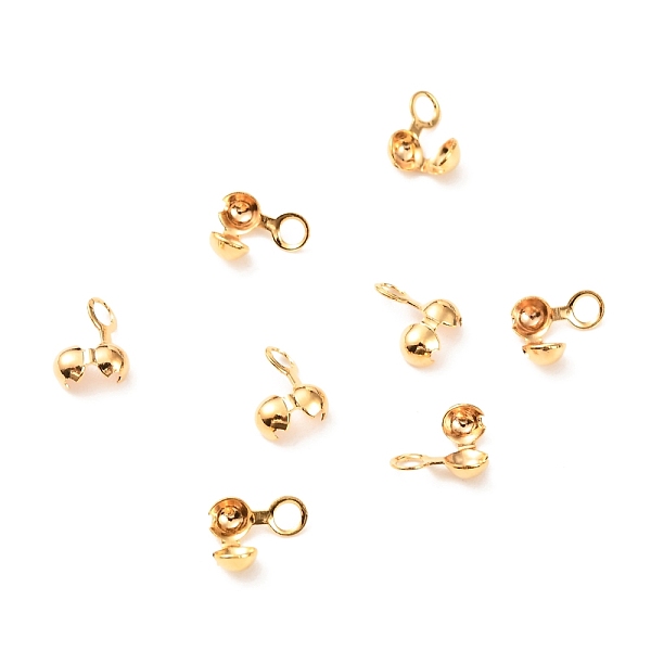 

PandaHall Brass Bead Tips, Long-Lasting Plated, Real 18K Gold Plated, 7x6mm, Hole: 2mm, Inner Diameter: 2.5mm Brass