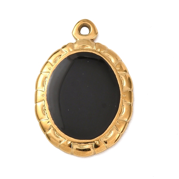304 Stainless Steel Black Enamel Pendants