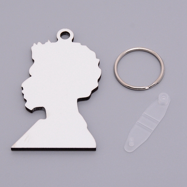

PandaHall Sublimation Blanks Keychains, MDF Board Heat Transfer Keyring, for Heat Press, Man, Platinum, White, 10cm Iron Human White