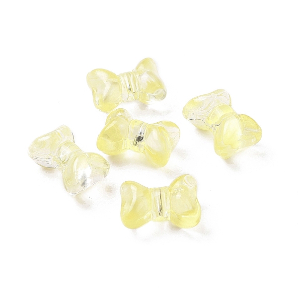 

PandaHall Transparent Spray Painted Glass Beads, Bowknot, Yellow, 10x14x8mm, Hole: 1mm Glass Bowknot Yellow