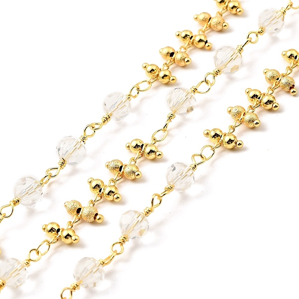

PandaHall Clear Glass Round Beaded Chain, with Brass Findings, Lead Free & Cadmium Free, Soldered, with Spool, Real 18K Gold Plated...