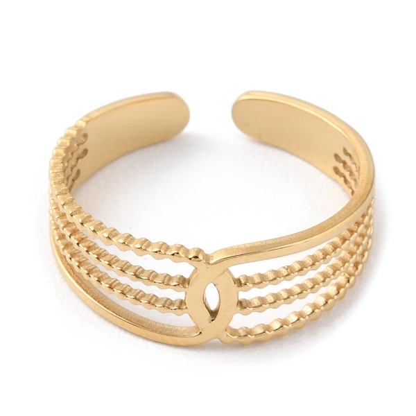 

PandaHall 304 Stainless Steel Hollow Knot Open Cuff Rings, Real 14K Gold Plated, US Size 7 1/4(17.5mm) 304 Stainless Steel