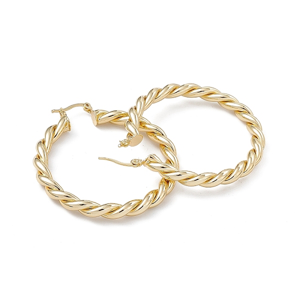 

PandaHall Rack Plating Brass Hoop Earrings for Women, Lead Free & Cadmium Free, Twist Ring, Real 18K Gold Plated, 54x49x5mm, Pin...