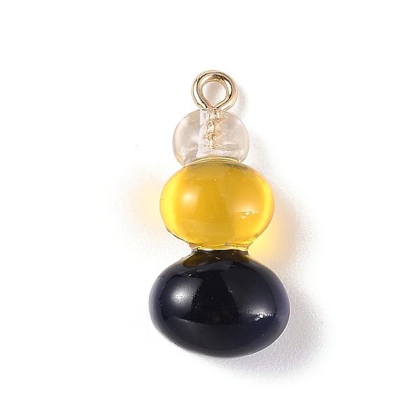 

PandaHall Three Color Resin Pendants, Gourd Charms with Light Gold Tone Alloy Loops, Black, 25.5x12x9mm, Hole: 2mm Alloy+Resin Others Black