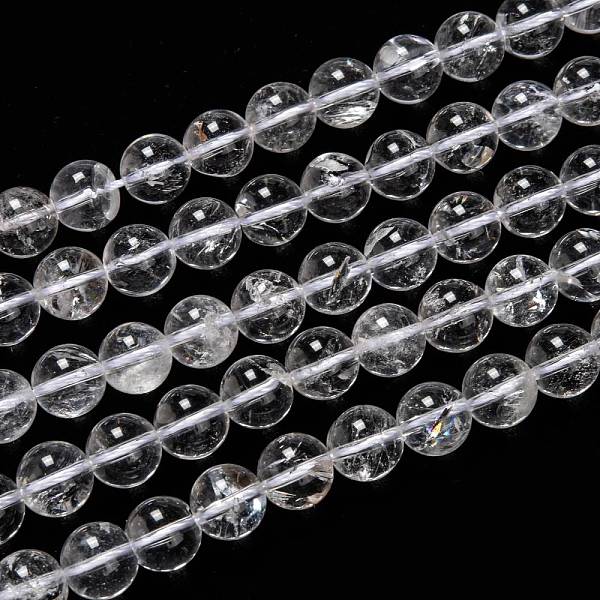 

PandaHall Natural Quartz Crystal Beads Strands, Rock Crystal Beads, with Cotton Thread, Round, 10mm, Hole: 1mm, about 37pcs/strand, 14.76...