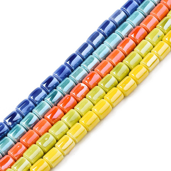 

PandaHall Handmade Porcelain Beads Strands, Pearlized, Column, Mixed Color, 6.5x5.5mm, Hole: 1.4mm, about 45pcs/strand, 11.81 inch(30cm)..., Multicolor