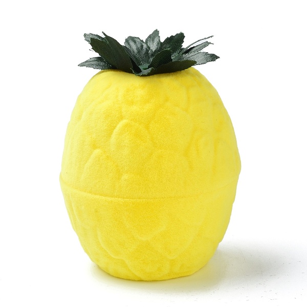 

PandaHall Velvet Ring Boxes, with Plastic, Pineapple, Yellow, 4.2x4.9cm Velvet Fruit Yellow