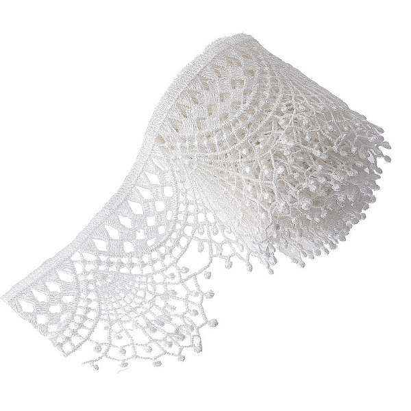 

PandaHall Polyester Lace Ribbons, Shell Shaped Edge Lace Trim, for Clothing Sewing, White, 2-1/2 inch(65mm), about 4.21~4.32 yards/card...