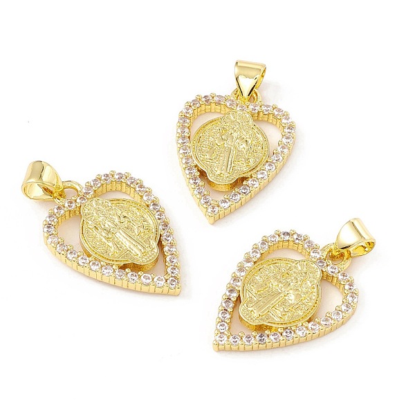 

PandaHall Rack Plating Brass Micro Pave Clear Cubic Zirconia Pendants, Long-Lasting Plated, Cadmium Free & Lead Free, Heart with Virgin Mary...