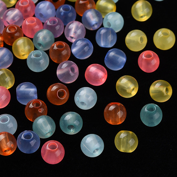 

PandaHall Transparent Acrylic Beads, Round, Mixed Color, 6x5mm, Hole: 1.8mm, about 4400pcs/500g Acrylic Round Multicolor