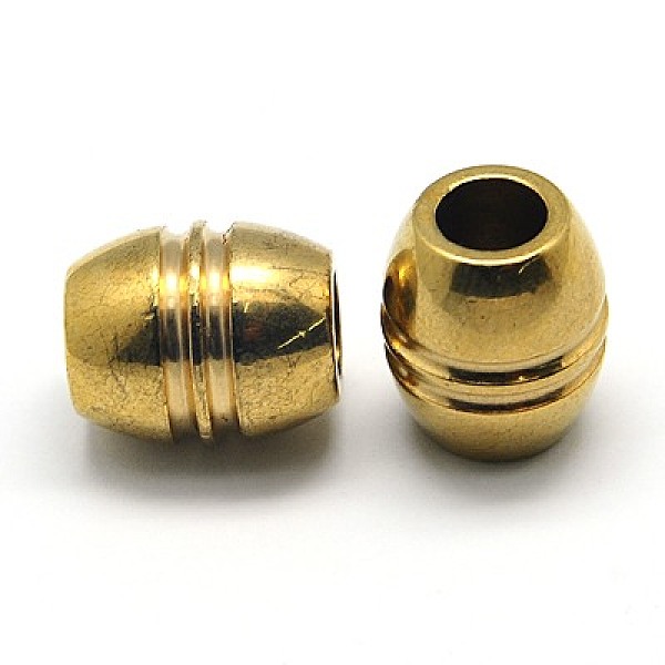 

PandaHall 304 Stainless Steel Beads, Grooved Beads, Ion Plating (IP), Column, Golden, 13x15mm, Hole: 6mm 304 Stainless Steel Column