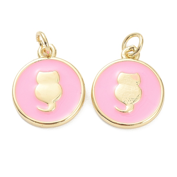 

PandaHall Brass Enamel Pendants, Long-Lasting Plated, Real 18K Gold Plated, Flat Round with Cat, Pink, 15.5x12.5x2mm, Hole: 3mm Brass+Enamel...