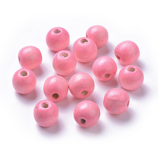 

PandaHall Dyed Natural Wood Beads, Round, Lead Free, Pink, 20x18mm, Hole: 4.5mm, about 400pcs/1000g Maple Wood Round Pink