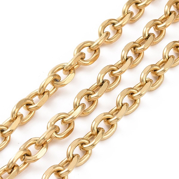

PandaHall 304 Stainless Steel Cable Chains, Diamond Cut Chains, Unwelded, Golden, 9x6.5x2mm 304 Stainless Steel