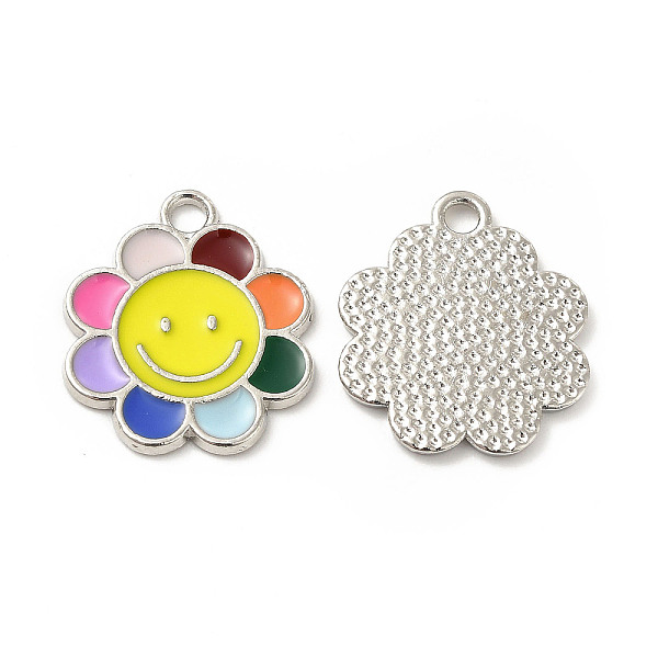 

PandaHall Alloy Enamel Pendants, Flower Charms, Platinum, Colorful, 18.5x16x1mm, Hole: 2mm Alloy+Enamel Flower